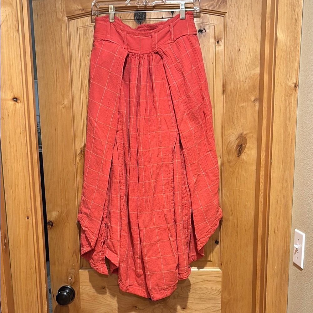 Free People Coral Red Pleated Pants